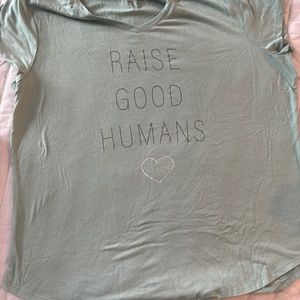 Raise Good Humans mint green t shirt